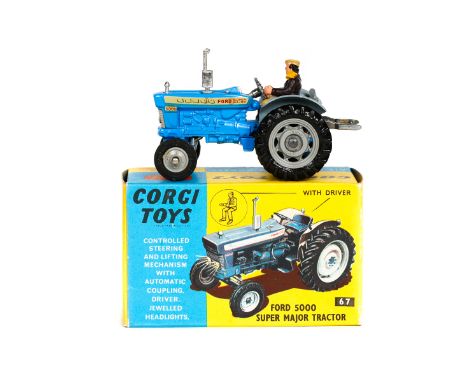 Corgi Toys Ford 5000 Super Major Tractor (67). In mid blue and grey, with grey plastic wheels and black rubber tyres. Complet