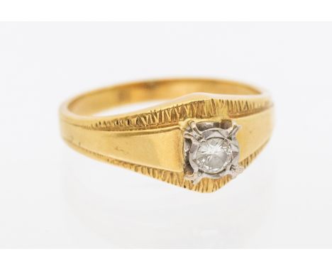 Unmarked Yellow Metal Round Brilliant Cut Diamond ring. Total Diamond Carat Weight is approx. 0.10ct.  The Round Brilliant Cu