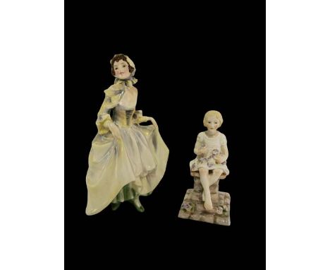 A Royal Doulton lady 'Suzette' RdNo770297, together with a Royal Worcester figure of a girl 'Sunshine' modelled by F.G. Dough