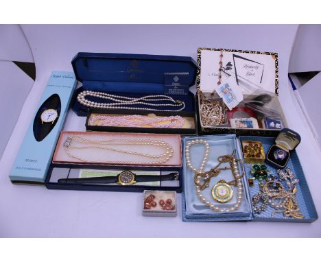 Large Selection of Costume Jewellery, Quartz Watches and Coins.  The Costume Jewellery is to include Brooches, Scarf Ring?, S