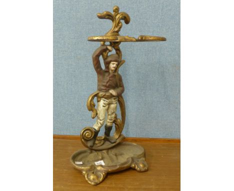 A Victorian cast iron figural stick stand