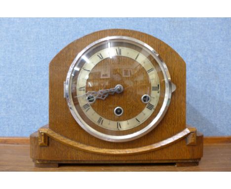 A German oak mantel clock