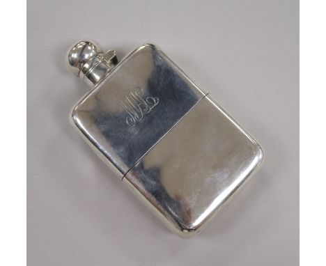 A George V silver hip flask, George Unite, Birmingham, 1915, 13.5cm.