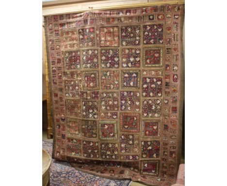 A large Indian mirror mounted embroidered wall hanging 236cm x 178cm