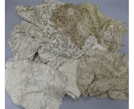 A collection of silk Maltese bobbin lace, collars, stoles and berthas