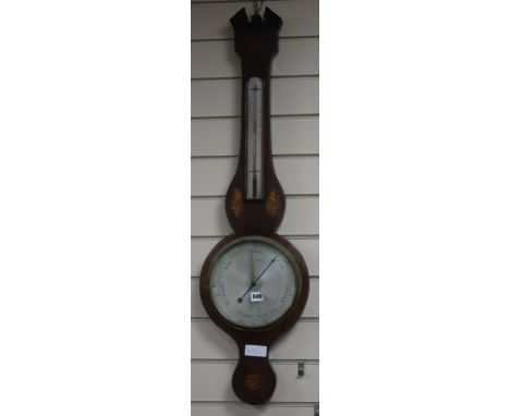 G & C Dixley of 78 Bond Street, London. Early 19th century banjo barometer and thermometer W.27cm