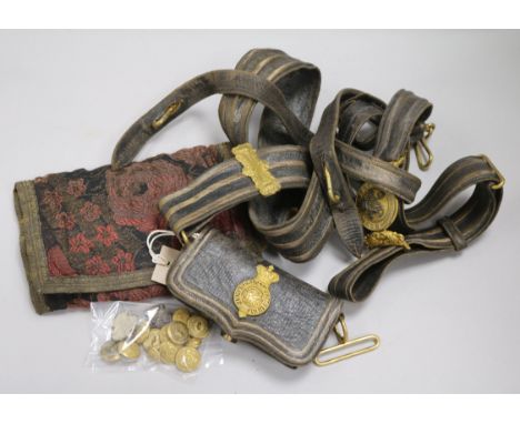 An early 19th century Military Indian Army pouch sword belt and buttons and a cabinet photograph of the owner