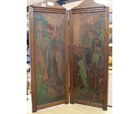 An Arts & Crafts two-fold screen H.91cm x W.34cm