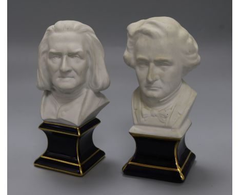 A pair of ceramic models of composers, Berlioz and Lizt