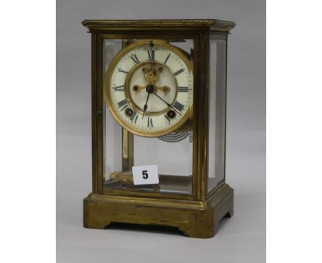 A French four glass mantel clock H.25cm