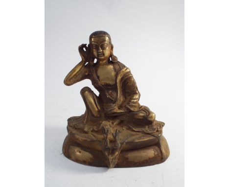 Gilt bronze seated Buddha - measures 15cm tall