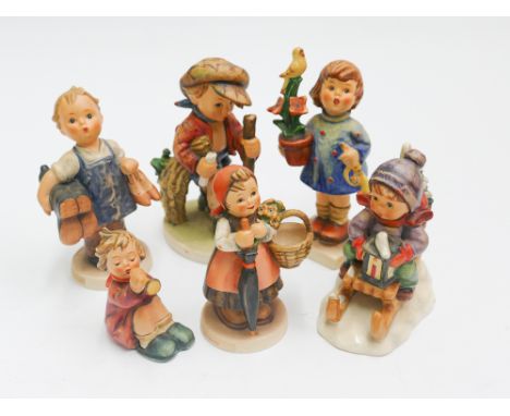 Group of 6 German Hummel porcelain figurines of children 