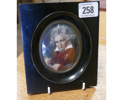 Small portrait miniature of Beethoven in an ebony frame 