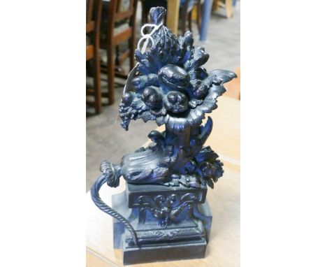 Cornucopia decorative bronze doorstop - measures approximately 12" high