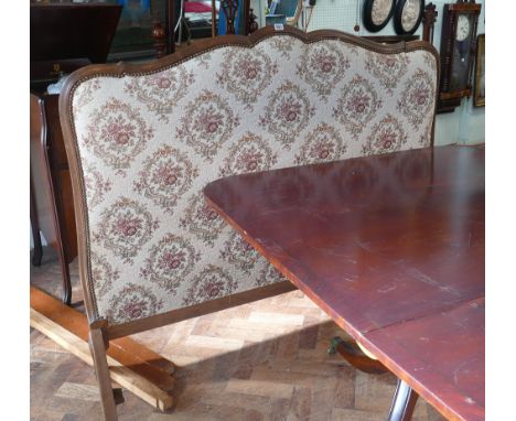 4'6 French walnut and tapestry upholstered bedstead 