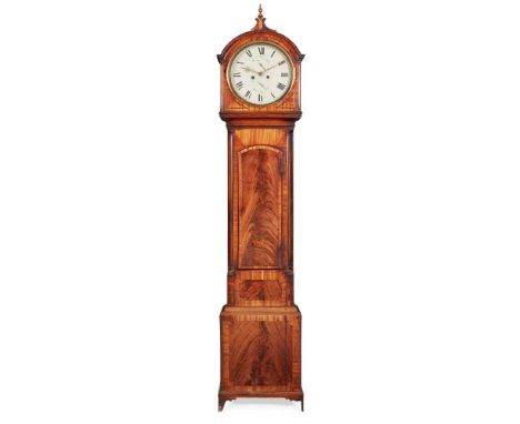 SCOTTISH LATE REGENCY MAHOGANY CLOCK, THOMAS MCGREGOR, AYTON EARLY 19TH CENTURY the circular enameled Roman numeral dial with