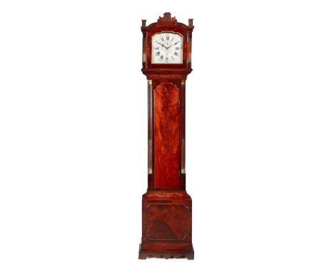 GEORGE II MAHOGANY MONTH-GOING LONGCASE CLOCK, DANIEL OR NATHANIEL DELANDER, LONDON 1730s the engraved silvered brass dial wi