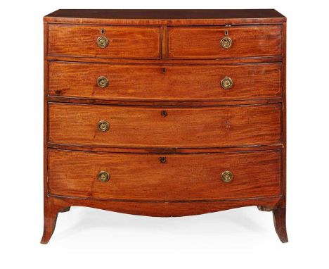 GEORGE III MAHOGANY BOWFRONT CHEST OF DRAWERS LATE 18TH CENTURY the bowfront top over two short and three long graduated draw