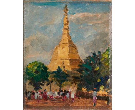 § Gerald Festus Kelly K.C.V.O., P.R.A., R.H.A., H.R.S.A. (British 1879-1972) Shwe Dagon Pagoda, Oil on board, inscribed with 