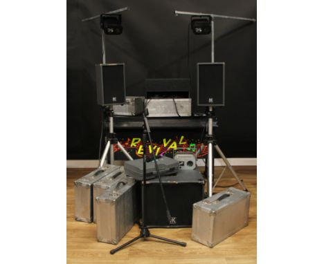 Audiophilia - a disc jockey discotheque performance setup, comprising Citronic CDM 10:4 mixer, Numark CDN-34S professional du