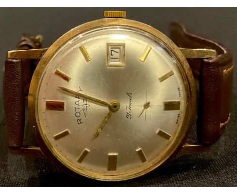 A Rotary 9ct gold day/date wristwatch, in original box 