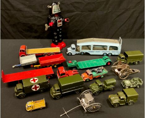 Toys &amp; Juvenalia - a novelty tinplate and clockwork robot by HA HA Toys, unboxed; a collection of unboxed and playworn di