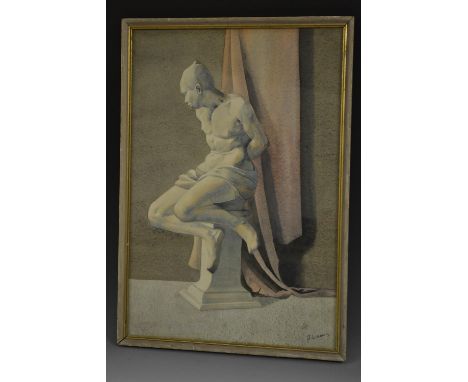 John Liddell (1924-2005)Portrait of a Scantily Clad Male, posed as sculpture signed, watercolour, 47.5cm x 32cmThe artist Joh