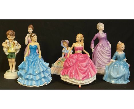 A Royal Doulton figure, Day Dreams, HN1731; others, A Child From Williamsburg, Tracy and Amelia; a Royal Worcester figure, Al
