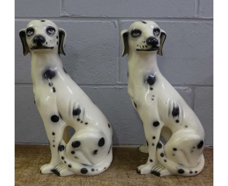 Two ceramic Dalmatians, 45cm 