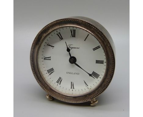 A silver cased quartz desk clock, London 1994, 6.5cm 