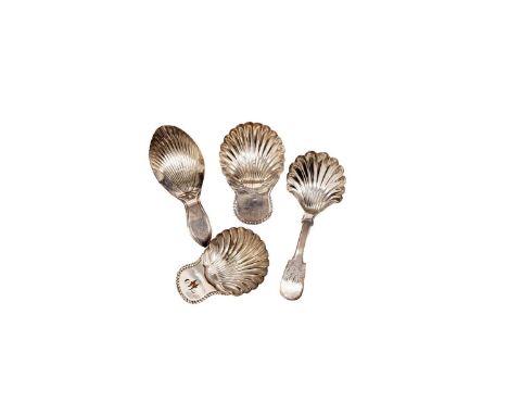 A George IV silver North County provincial caddy spoon, Fiddle pattern with a scallop shell bowl, initialled 'JP', by Thomas 