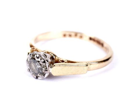A solitaire diamond ring, the illusion-set round brilliant-cut diamond weighing approximately 0.35 carats, in 18ct yellow gol