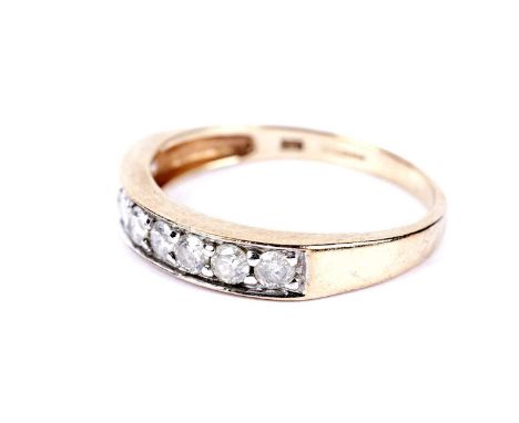A diamond half hoop eternity ring, in 9ct yellow gold, size P 1/2, 2.1g gross.