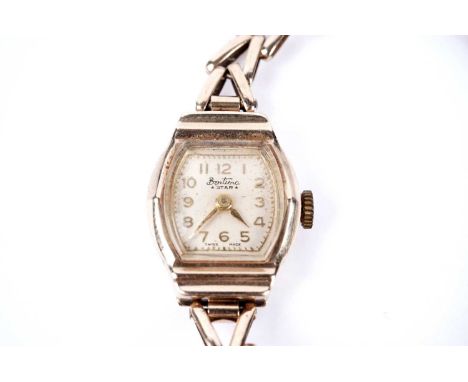 A Bentima Star lady's 9ct yellow gold cased manual wind cocktail watch, on gold bracelet strap, 12.7g gross.