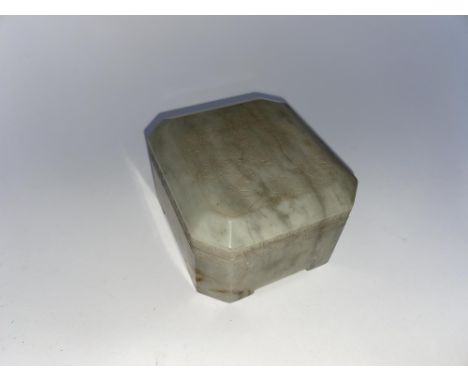 A Chinese jade box and cover, with seal mark to base, W 9cm