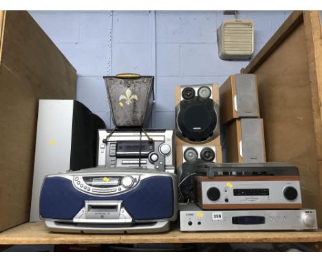 Shelf of stereos