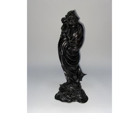 A tall Chinese bronze figure of Damo, with seal marks to the reverse, H 49cm
