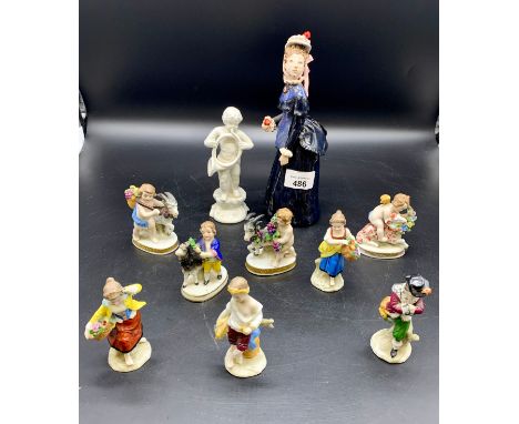 Collection of Samson Miniature Hand Painted Figures. To include Victorian Lady dated 1870 signed Wilkinson 