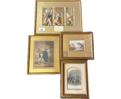 Mixed lot of framed art to include two coloured engravings [Kronheim &amp; Co] [G. Baxter] one print 'The Beautiful Gate of t
