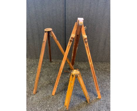 Two vintage Camera Tripods,  With Vintage Artist [Largest 66 cm smallest 38cm] [Will Extend] 