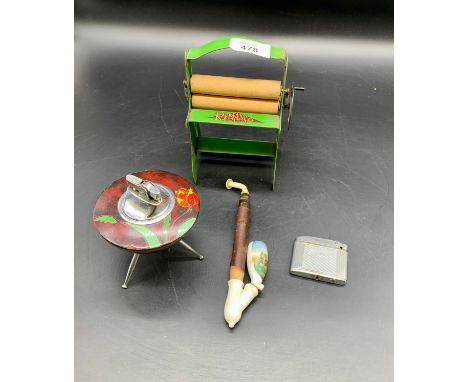 Spaceship design retro lighter with pot decorated pipe, lighter and Remanco cigarette paper roller 