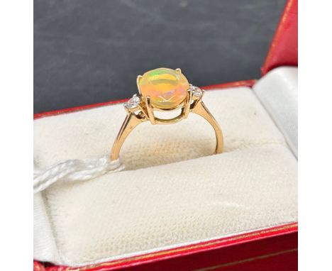 Gold 10k ring with hardstone [weight 1.87g] size O/P. 