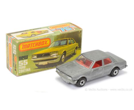 Matchbox Superfast 55d Ford Cortina - FACTORY PRE-PRODUCTION MODEL - bare metal body, clear windows, red interior, bare metal