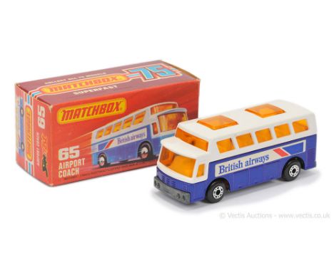 Matchbox Superfast 65b Airport Coach "British Airways" - metallic dark blue body (darker shade), left hand label facing rear,