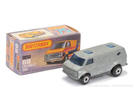 Matchbox Superfast 68c Chevrolet Van - factory Pre-production trial model - bare metal body, blue windows, bare metal base wi