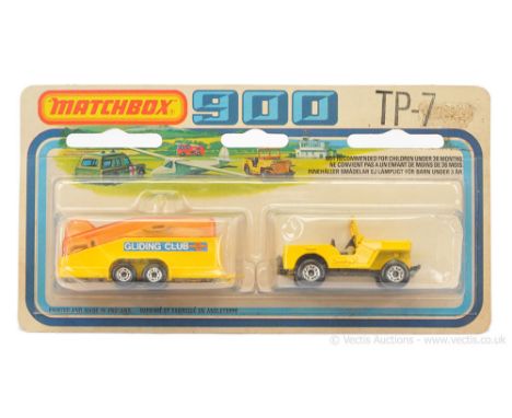 Matchbox Superfast Twin Pack TP7 Gliding Club Set containing - dark charcoal grey "No.5 US Mail Truck" base, trailer has ligh