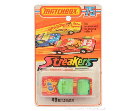 Matchbox Superfast 40a Vauxhall Guildsman Streakers issue - red body with racing number 40 tampo print, turquoise windows, pa