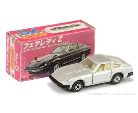 Matchbox Superfast Japan Series No.5 - Nissan Fairlady 280Z - metallic pearl silver body, clear windows, ivory interior, glos