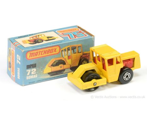 Matchbox Superfast 72c Bomag Road Roller factory PRE-PRODUCTION COLOUR TRIAL - yellow cab, bright red interior &amp; engine, 