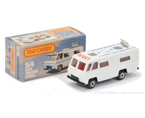 Matchbox Superfast 54e NASA Tracking Vehicle - white body with roof tampo print only, without side tampo print, clear windows